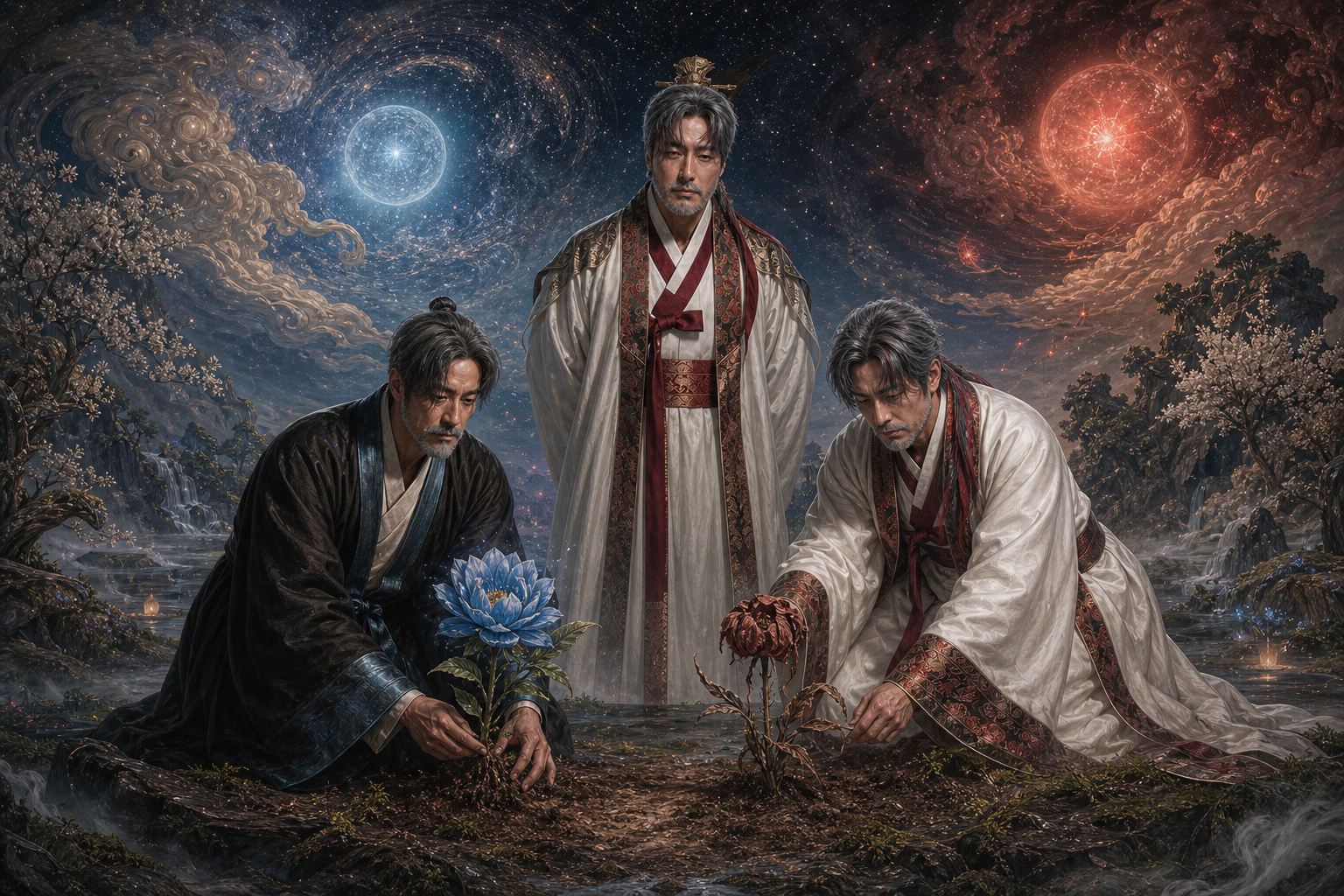 Big Star and Little Star plant the flower wager — the elder’s bloomed, the younger’s withered