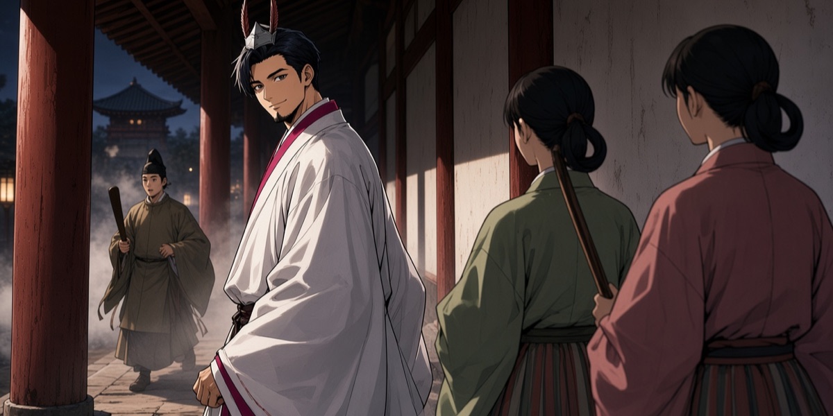 Kim Chunchu as Silla’s envoy to Yamato, which the Nihon Shoki remembered for his good looks and easy talk. The Asuka court women watching him wear their hair looped low at the nape and striped pleated skirts much like Goguryeo’s.
