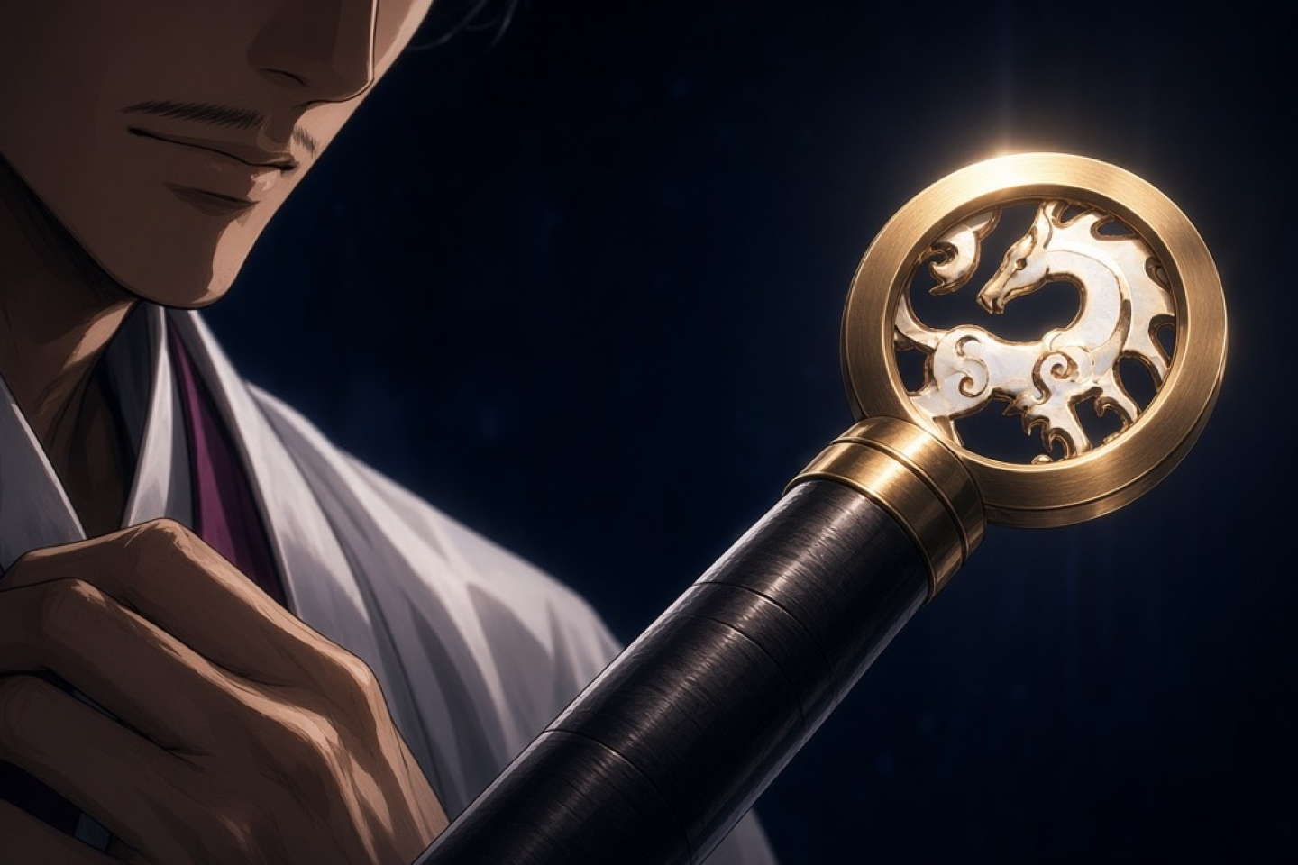 The ring pommel of Bidam’s sword, the beads looped on his hand