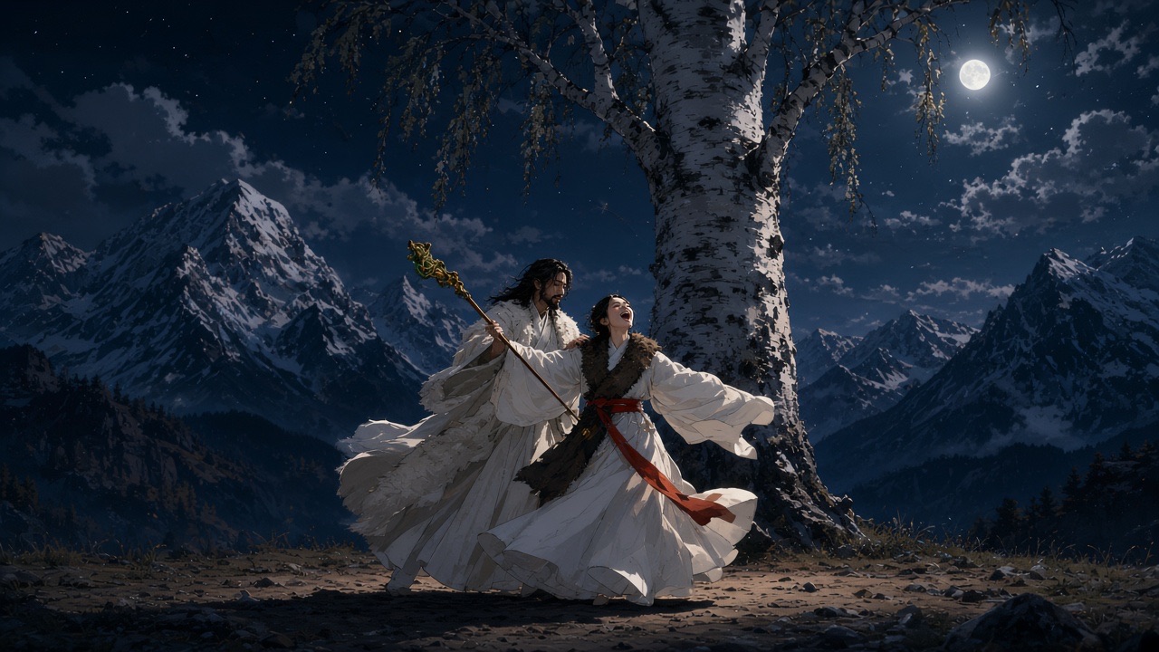 Hwanung and the bear woman dance under the birch