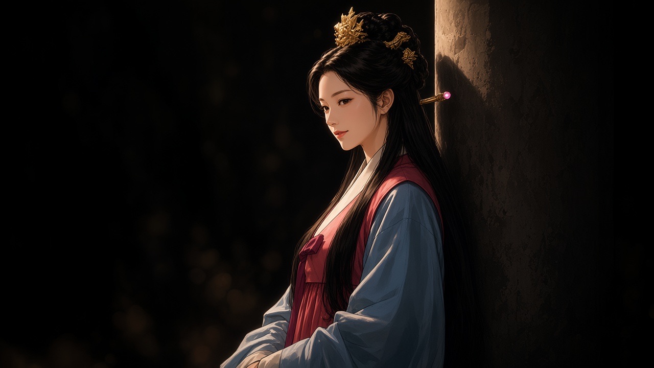 Munhee alone against the wall, face turned away