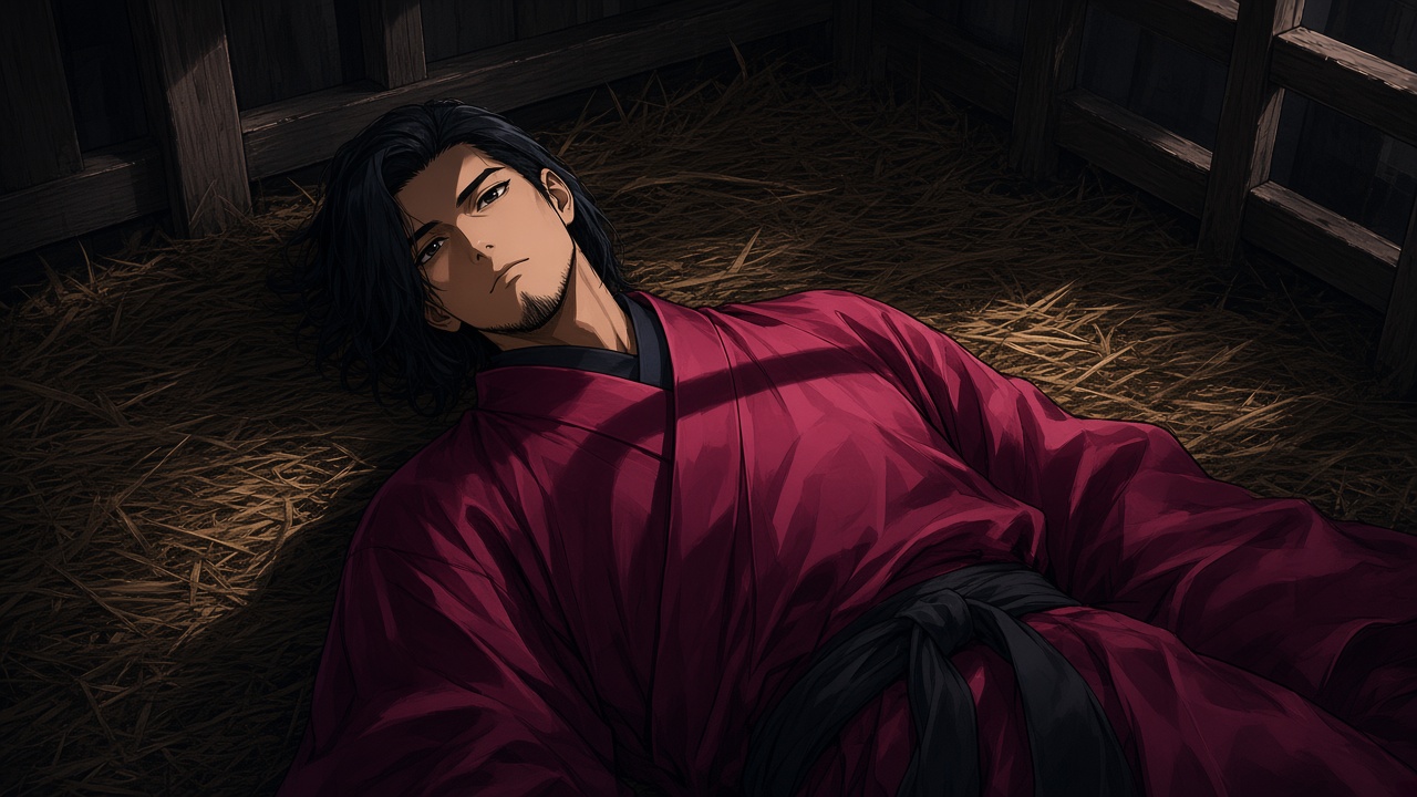 Chunchu lying in the straw of his cell