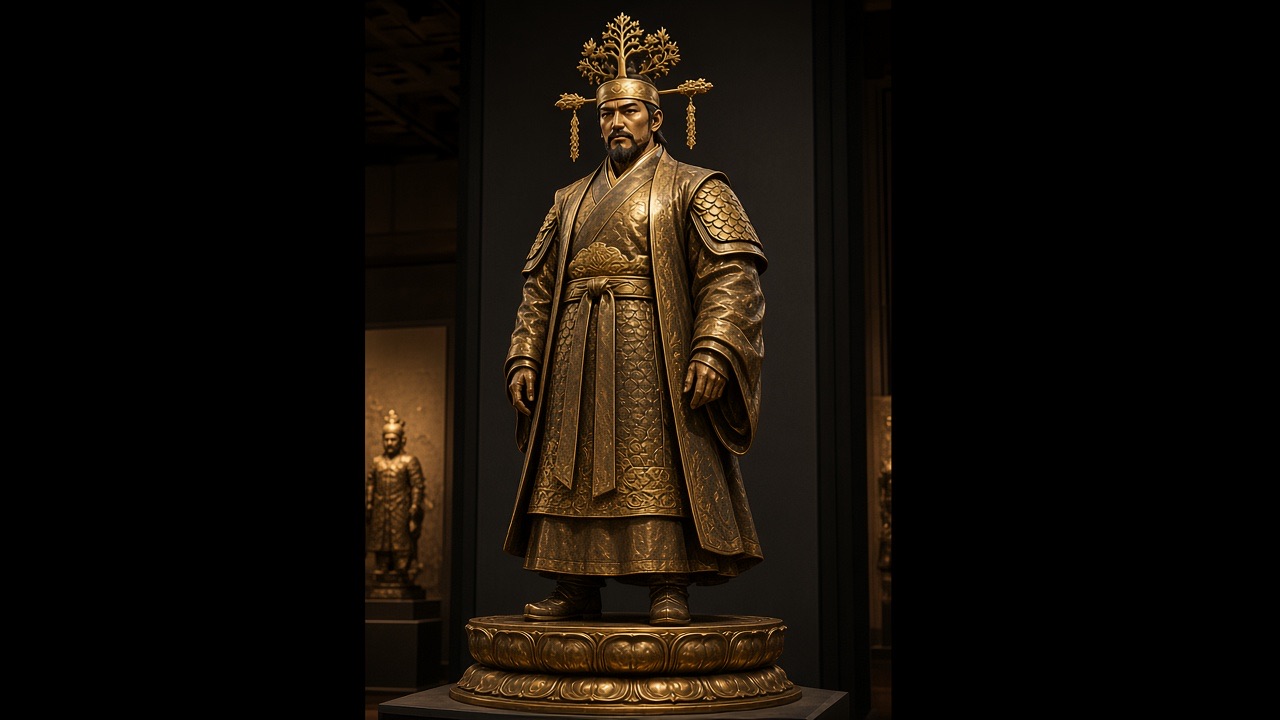 Openwork gold crown with upright tree-shaped ornaments like King Muryeong's crown.