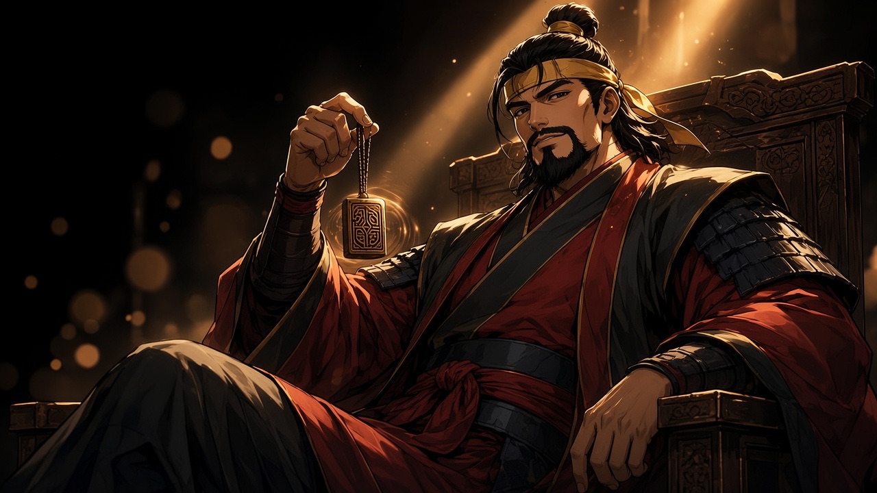 Euija sprawled on his throne, fist raised