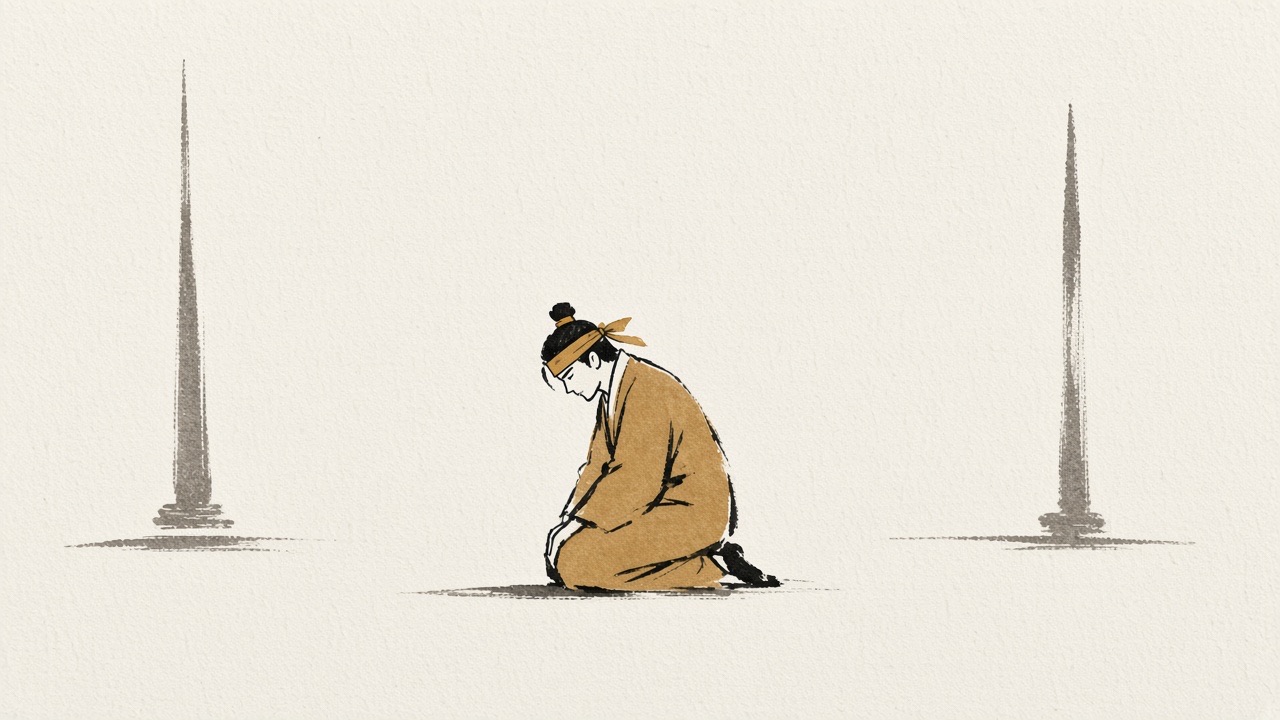 Joseon-adjacent Korean sumukhwa on bare hanji, real brush.