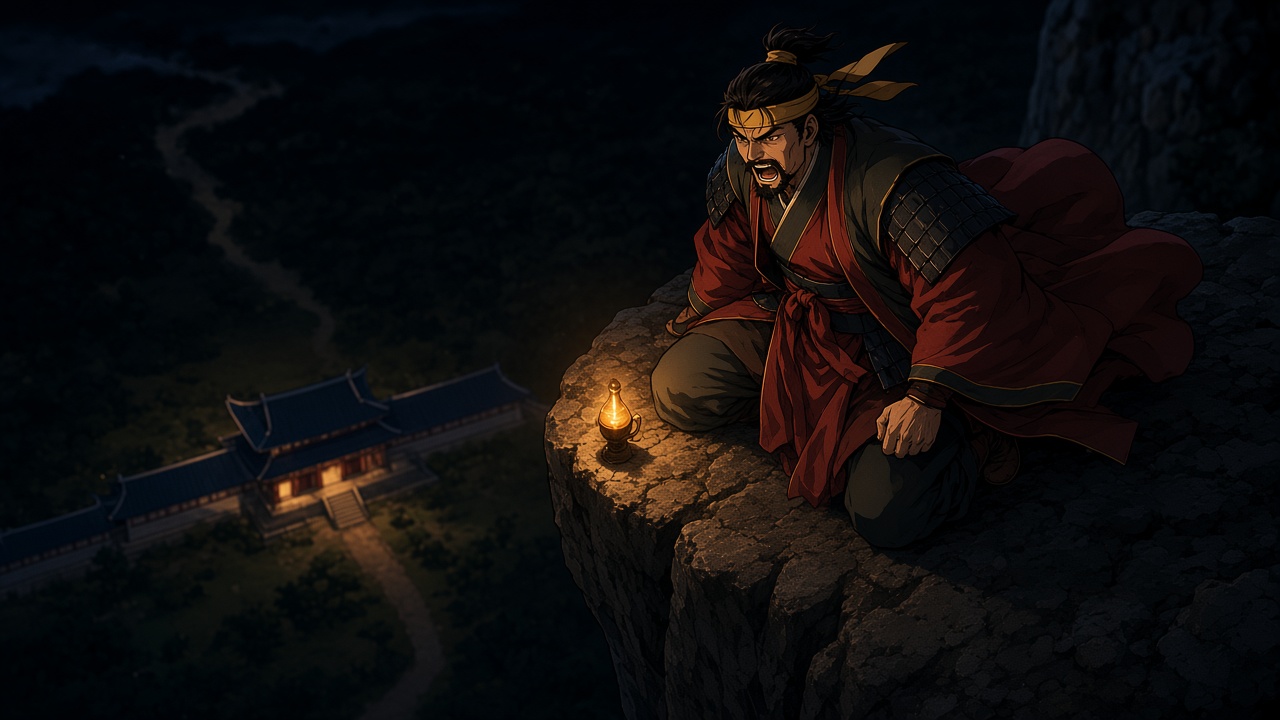Euija on the wall at night with his cup