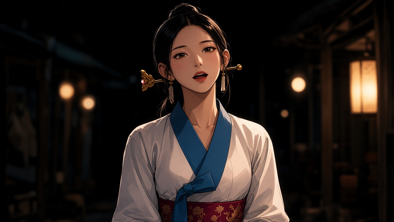 Gotaso’s open singing mouth with Pumsuk listening wrecked beside her.