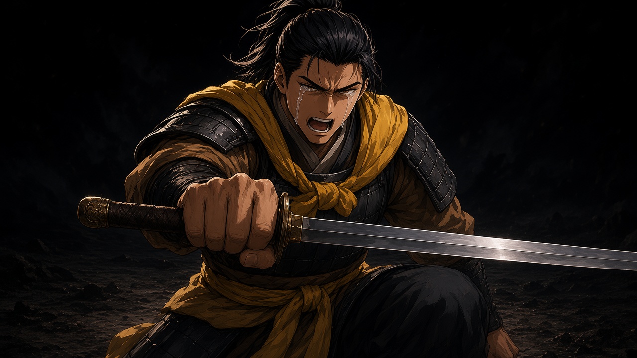 Gyebek grips his sword