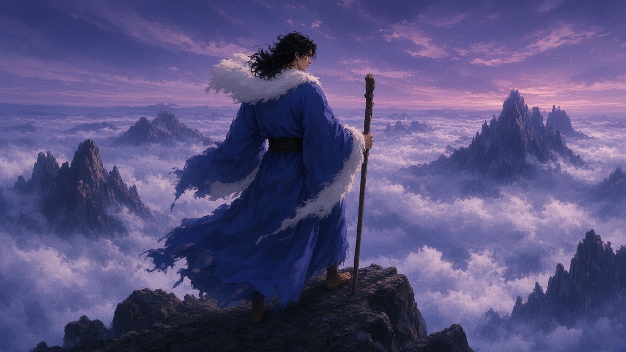 Ibiga on a peak above a sea of cloud