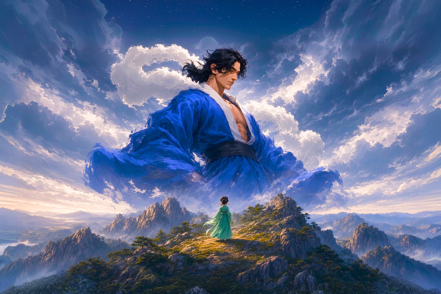 Ibiga riding a cloud over the mountains