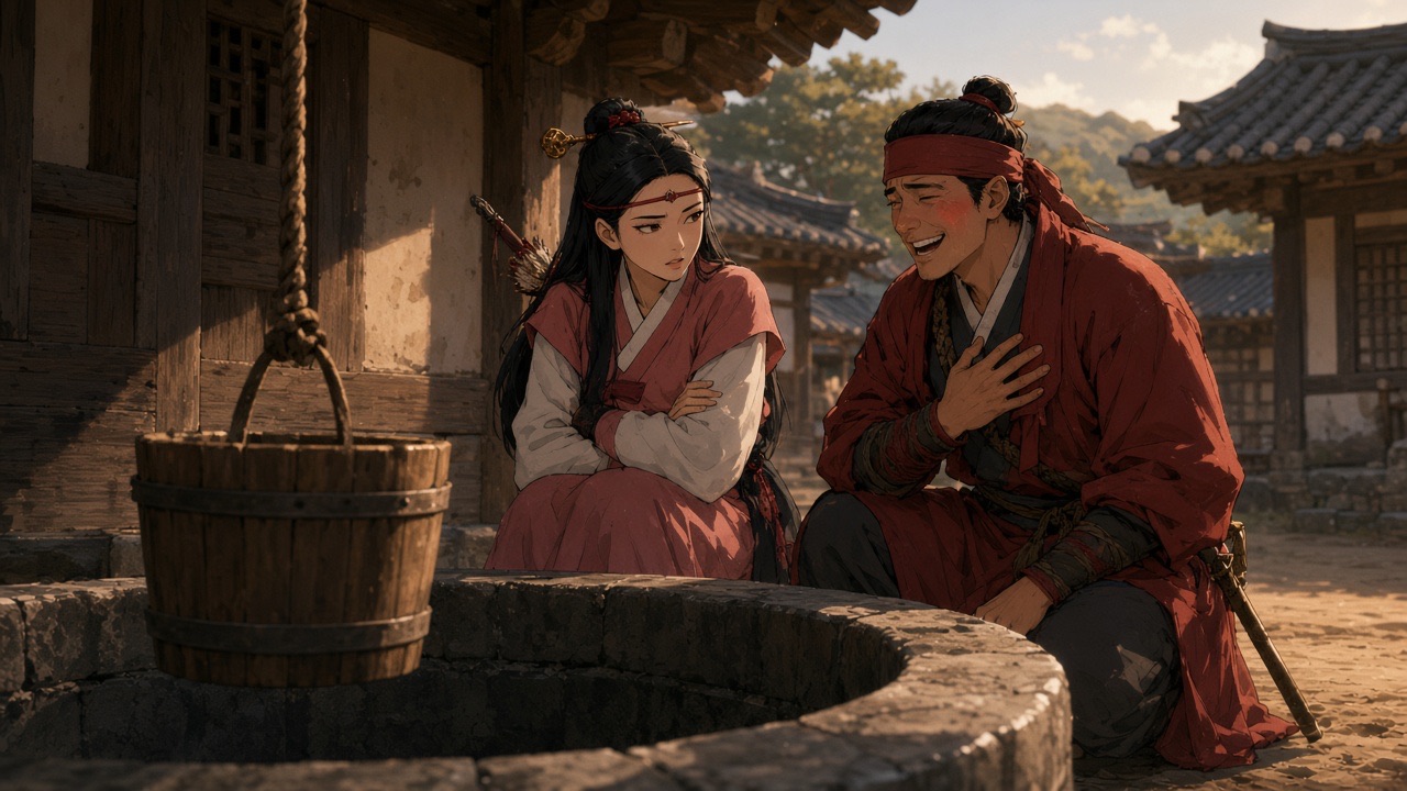 Jumong and Sosuno at the well by day