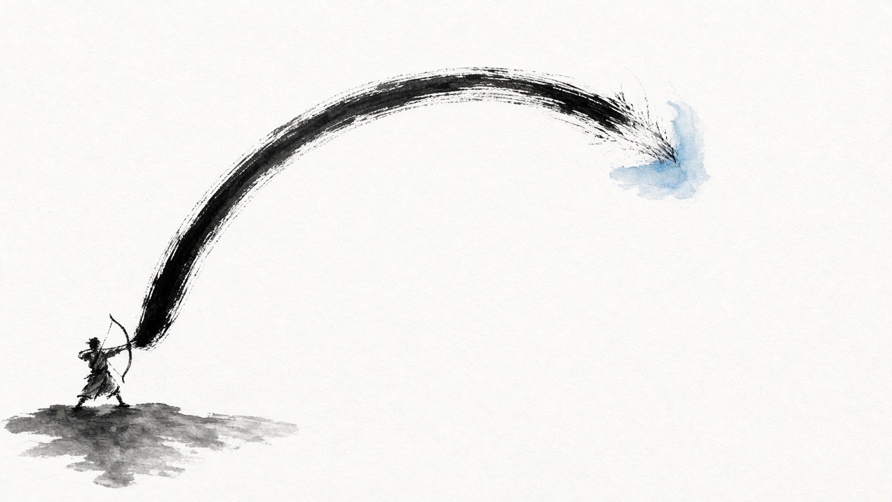 A bow is one curved brush stroke that does not close, the end frays into flying white before it meets.