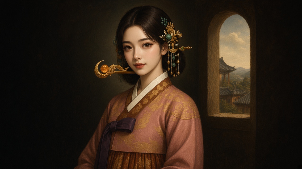 Queen Seondeok turned three-quarters, calm.