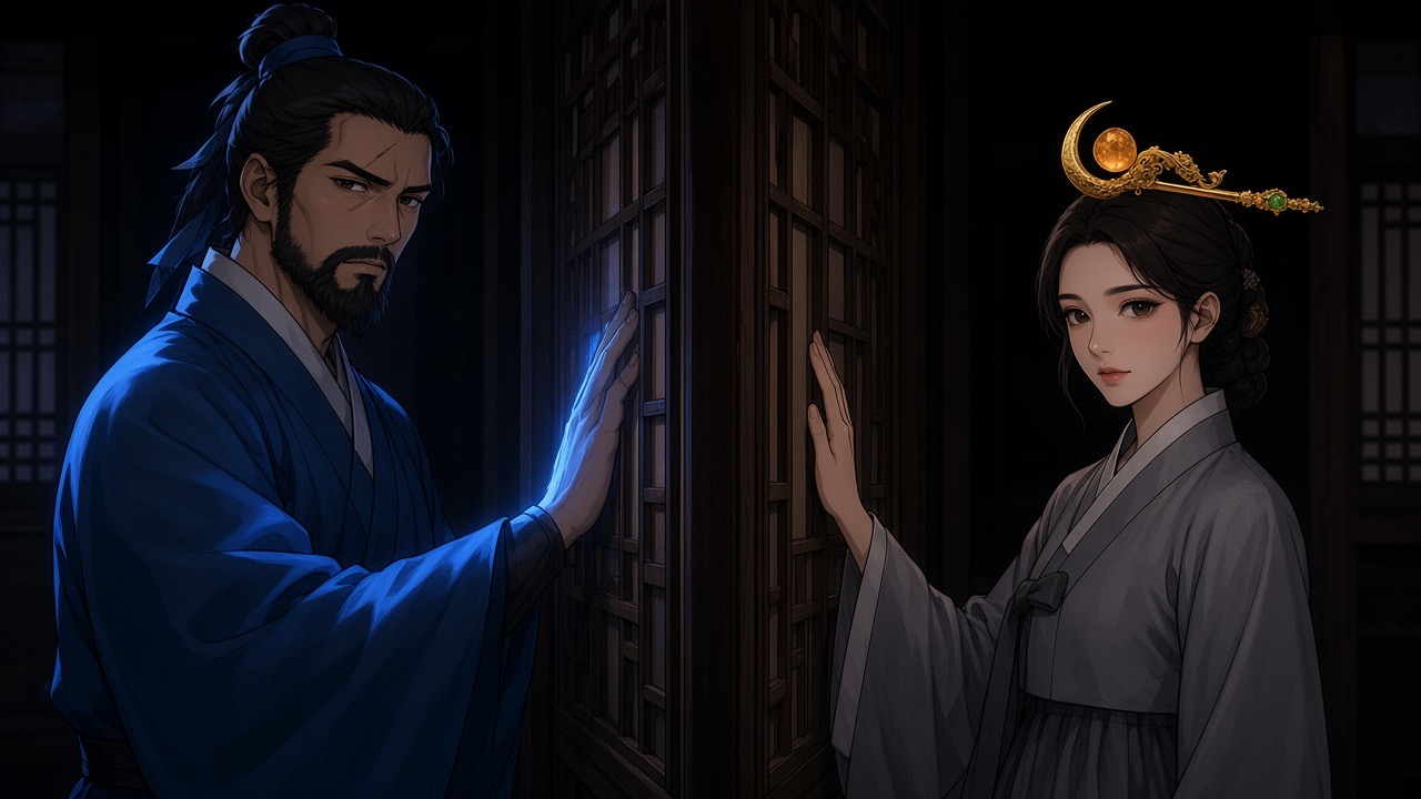 Yushin and Dukman, palms on either side of one door