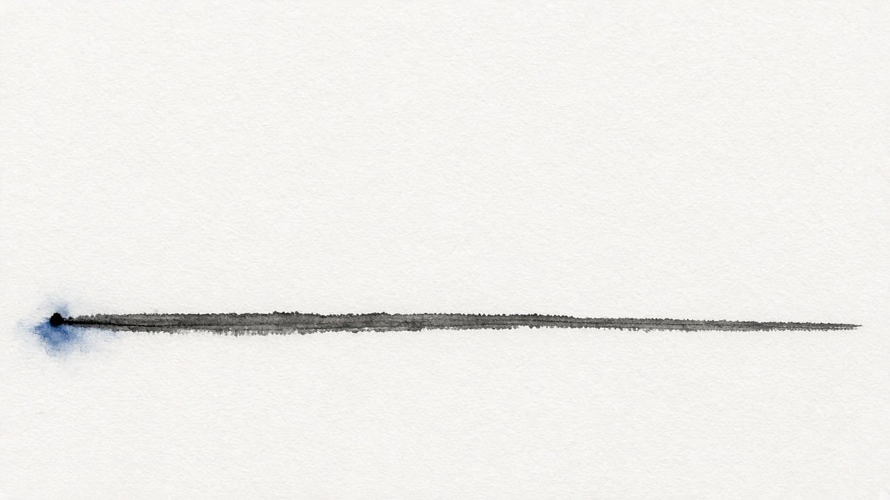 A tiny mark at the left end with a small blue bleed.