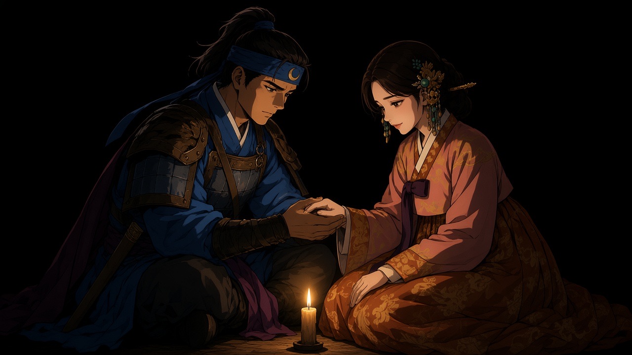 Yushin and Dukman’s hands meet over a candle