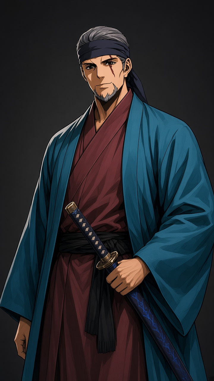 Alchun ready but not violent — hand on a sheathed sword