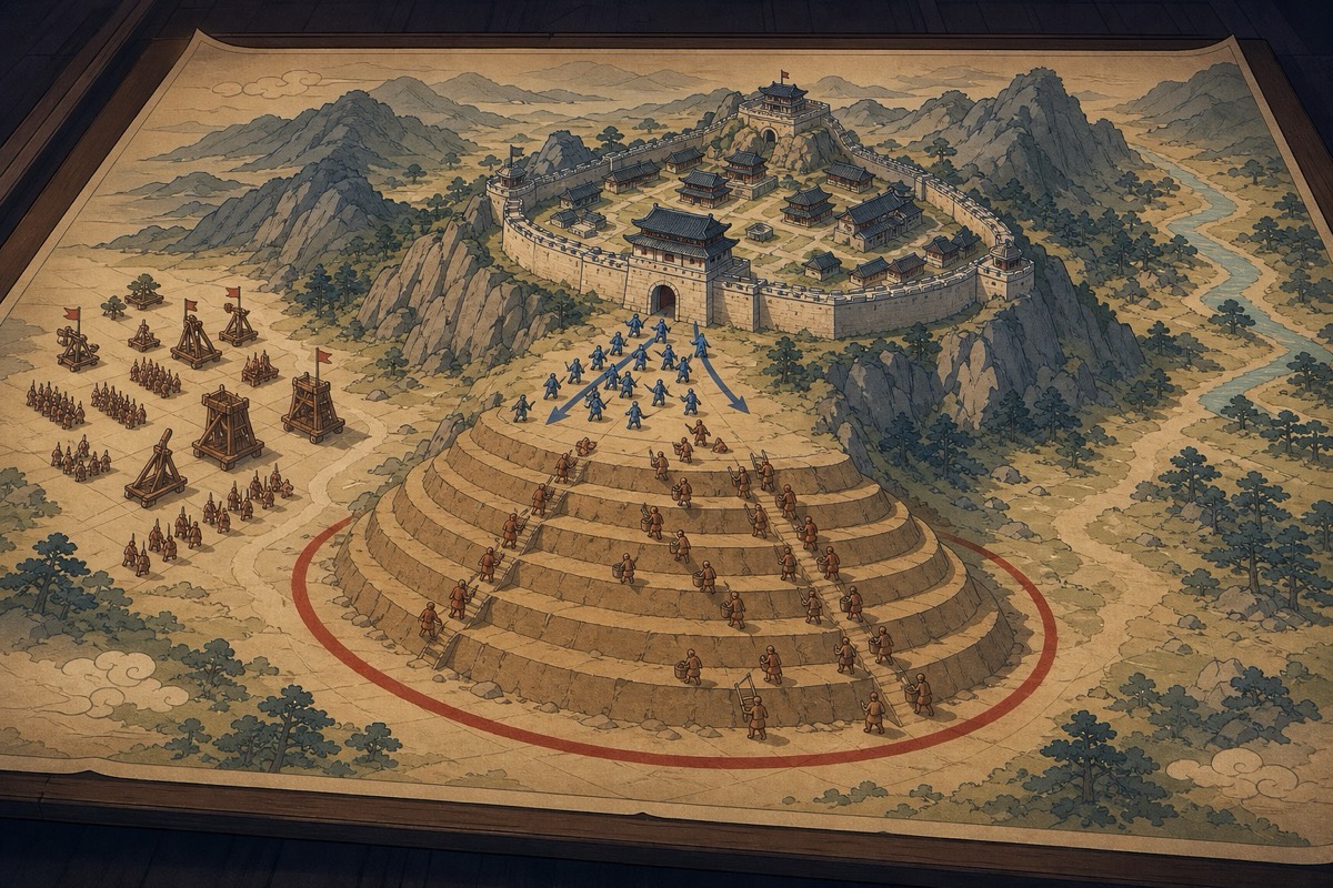 Ansi fortress on its ridge — the wall that will stop an emperor