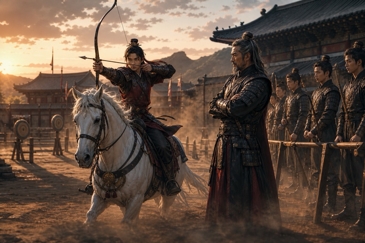 Young Bupmin drills under Marshal Yushin on the unforgiving Hwarang yard