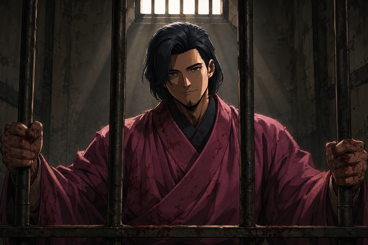Chunchu escorted to the prison, his left hand a red glove dotting the stones with blood