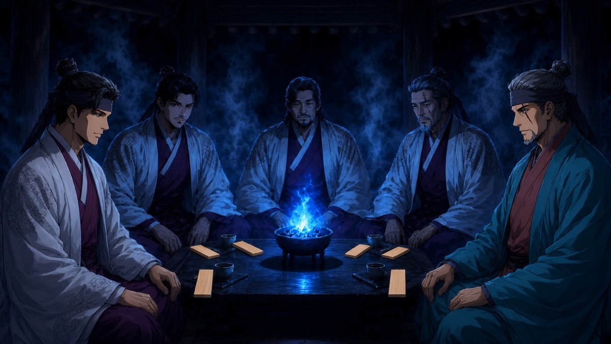 Hung 3:3 — three wooden pieces yes of the cup, three no, same seats