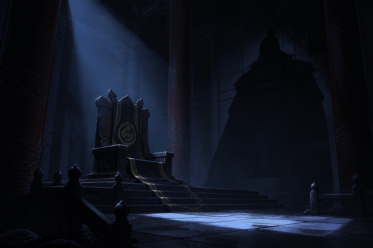 The Supreme Commander's darkened throne, contested between brothers