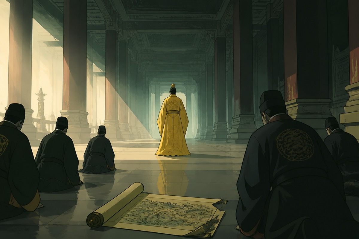 The emperor's back turned — Tang facing away from the east at last