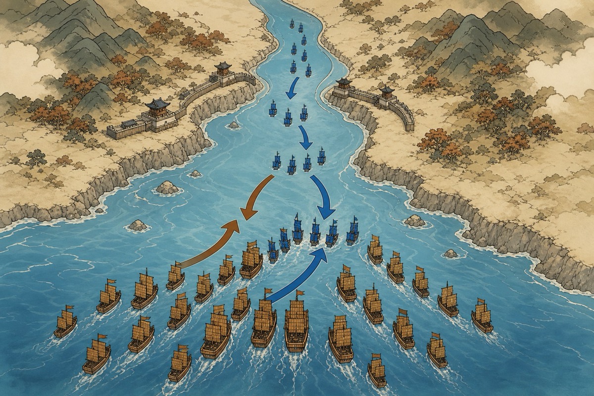 Map of Strike Harbor at the mouth of the Geum — the last battle of the war