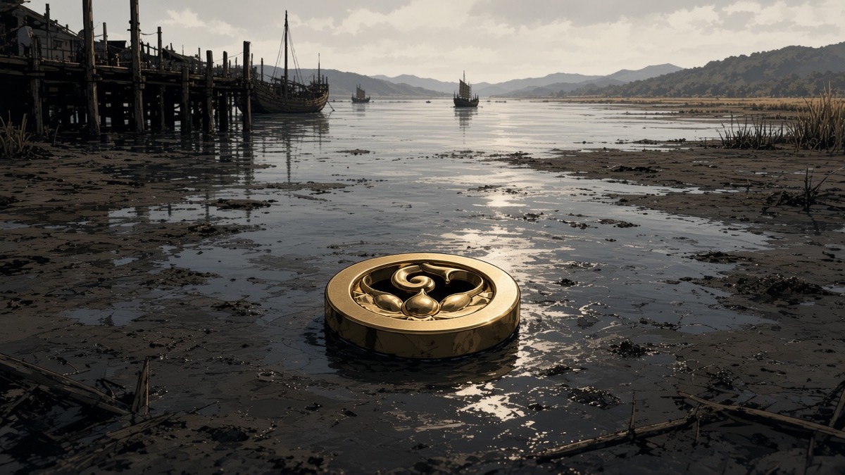 Final Ford mudflat: a Baekje ring-pommel in the wet silt, Tang keels on the White River