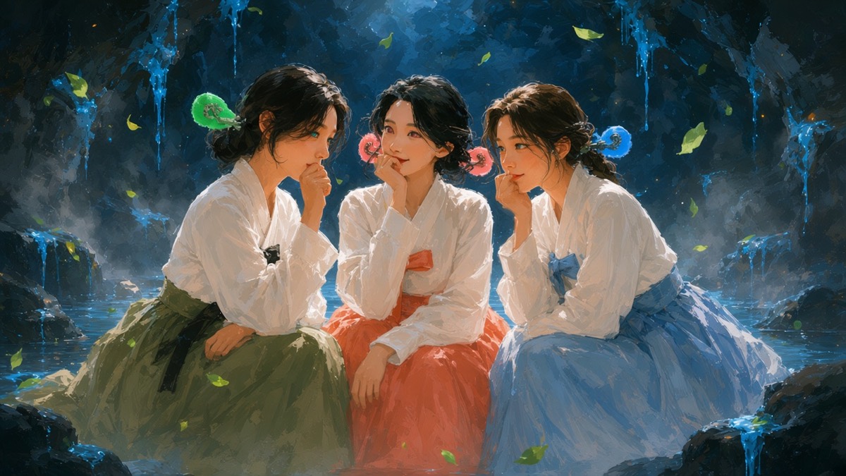 Three mature maternal beauties in steam — heavy silk, fire water leaves