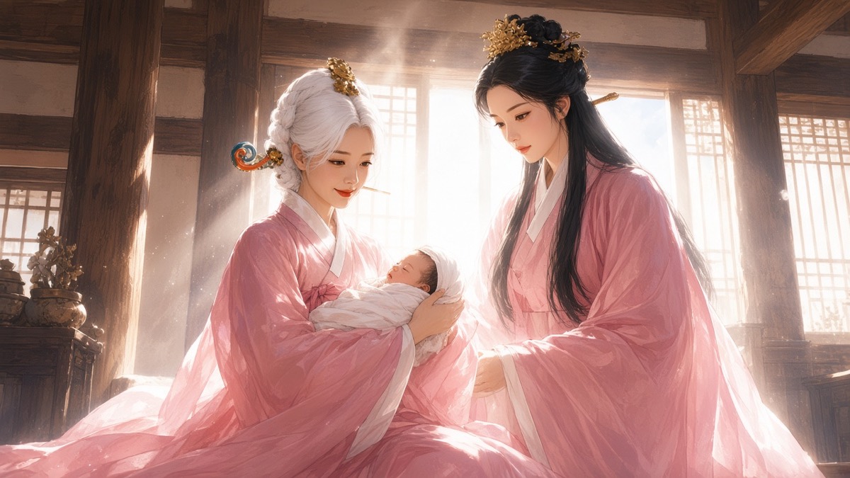 White-blasted Silla birth-chamber: Samsin and Munhee only — Gotaso’s birth