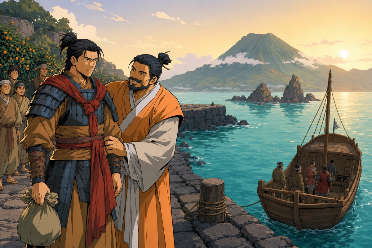 Gyebek on the Tamla shore as the recall boat ties up