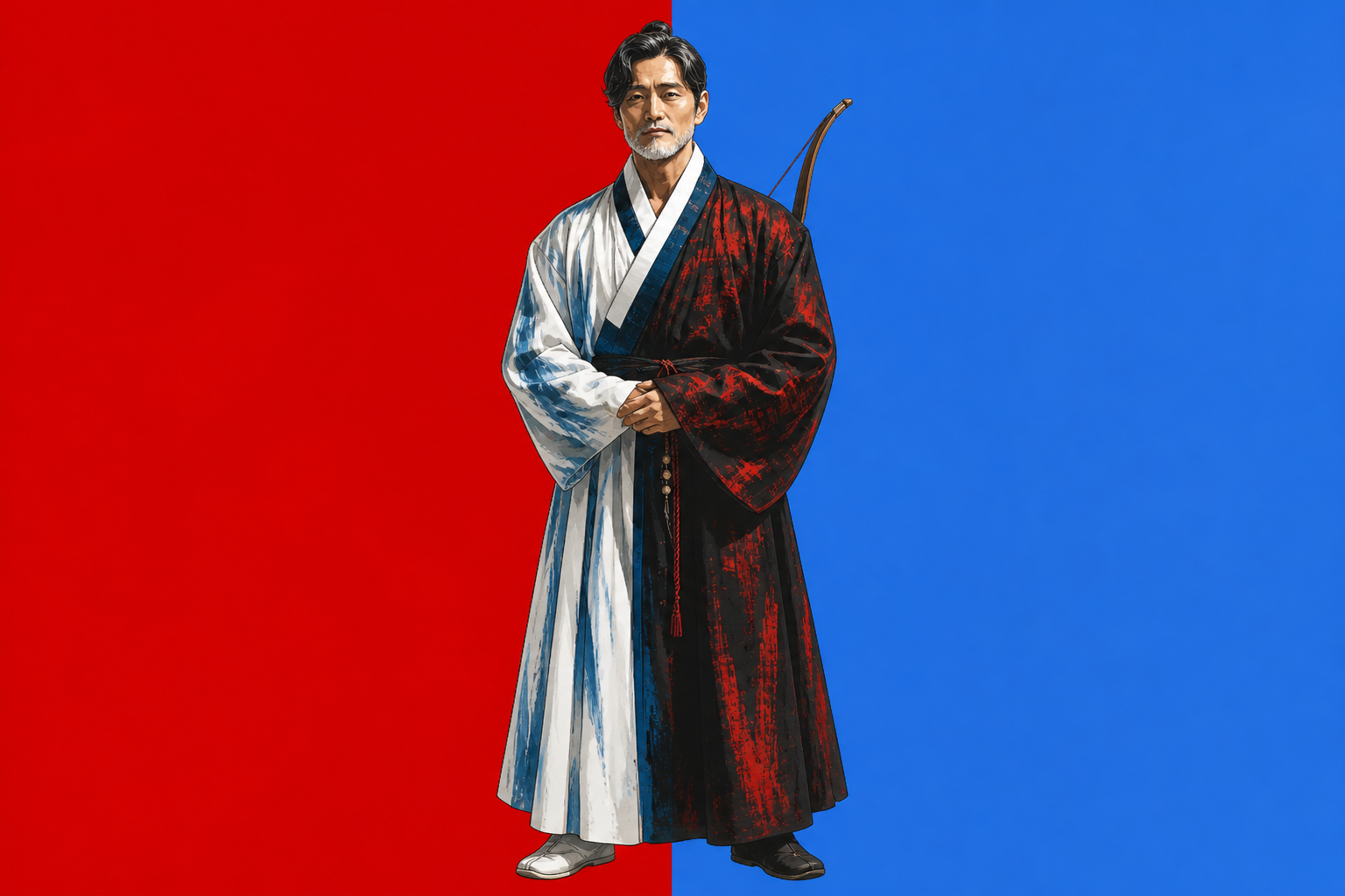 Heaven–Earth King on the seam of a hard red plane and a hard blue plane