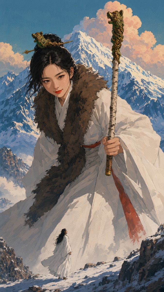 Worm’s-eye: Ungnyeo calling him down from the birch path