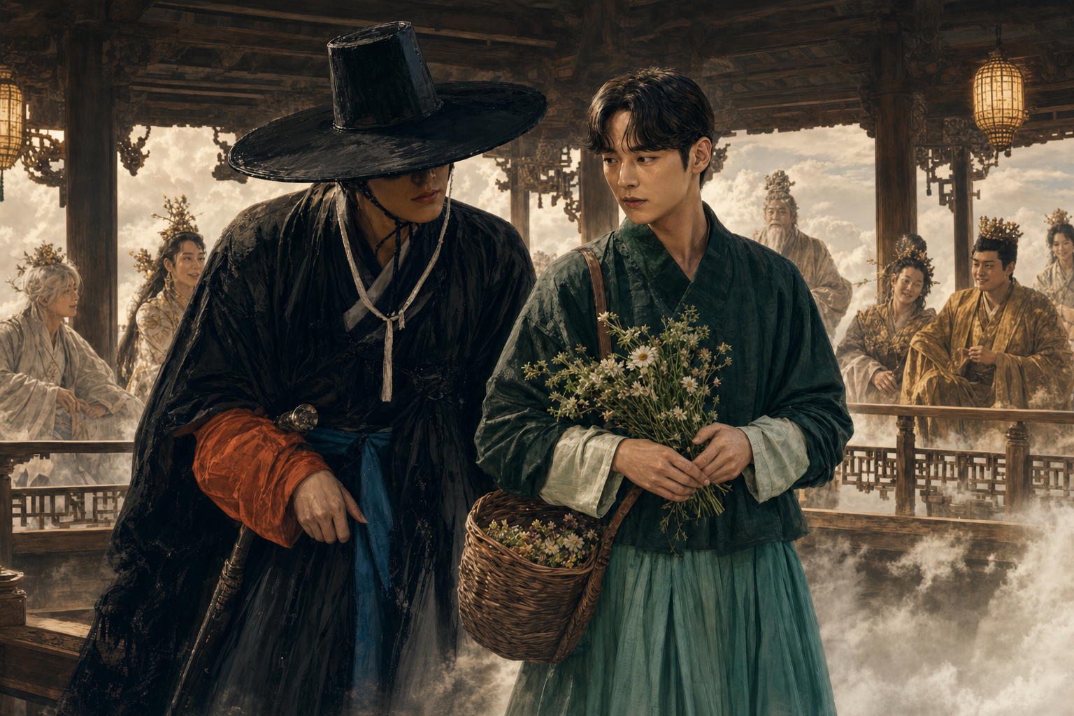 Kangrim asks Hallakgungi whether the flowers can resurrect the dead — closer cut