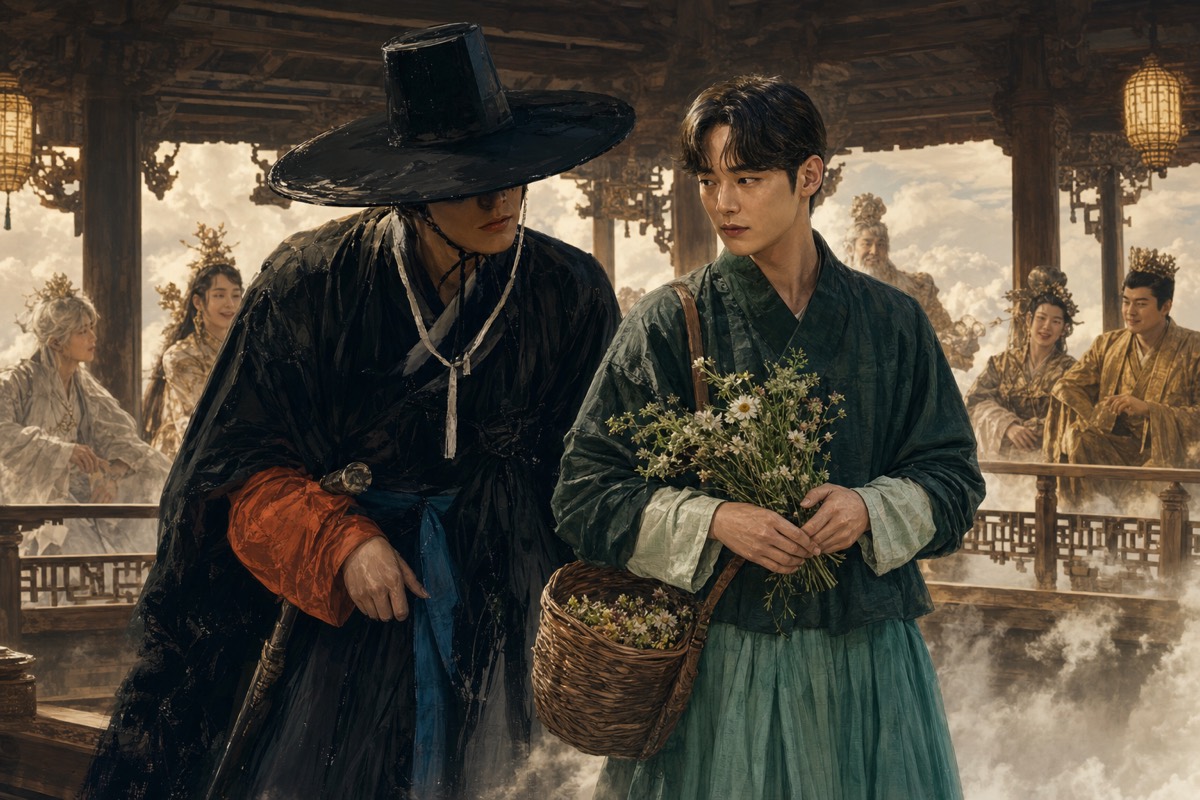 Kangrim quietly asks Hallakgungi whether the flowers can resurrect the dead