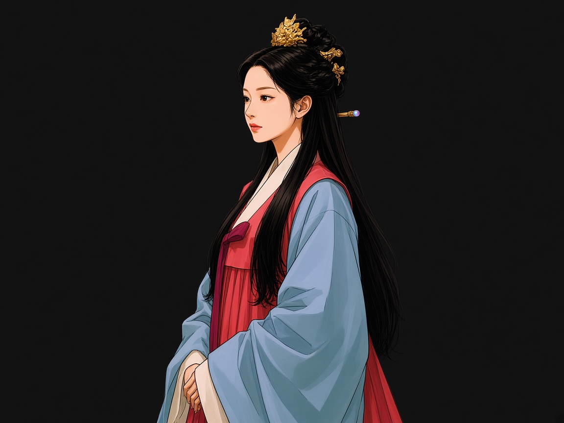 Munhee the witness — elegant profile, blue binyeo