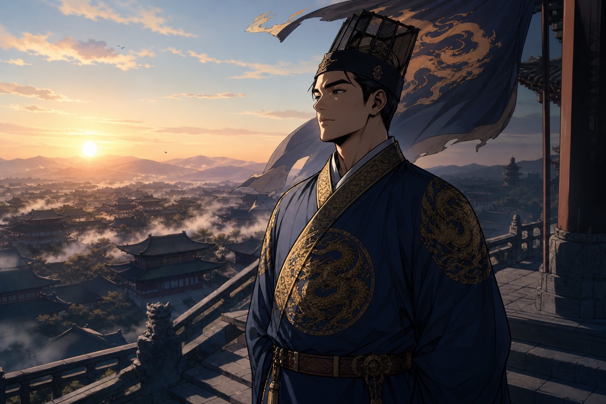 Bupmin at the foot of his father's bed, already wearing a king's silence