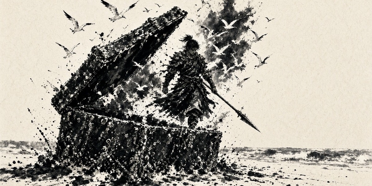 The iron chest bursts open on a foreign shore and a warrior steps out