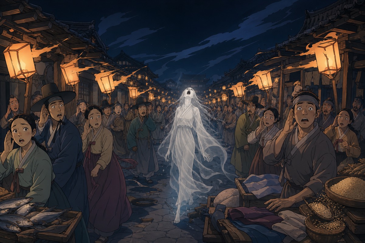 Ghost screams rising from the palace at night