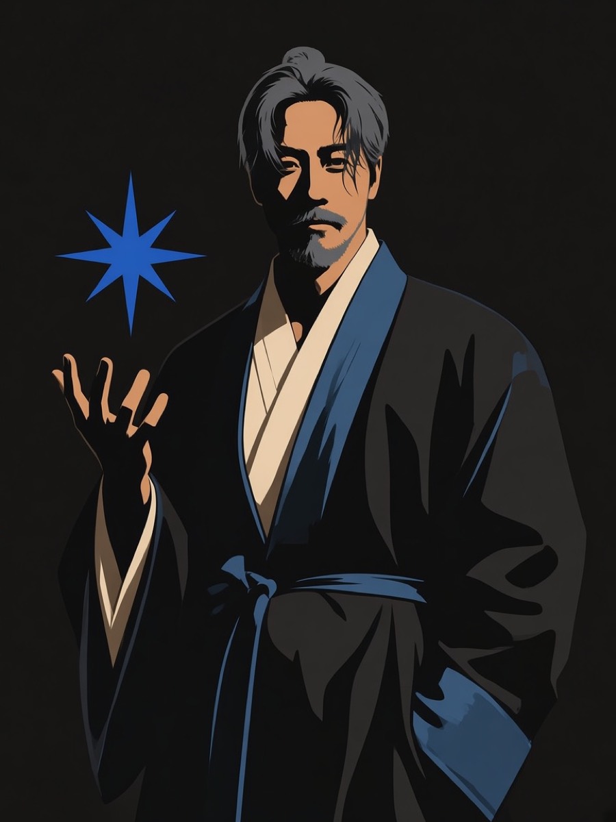 Big Star — 8-point blue spark-star, not a hexagram