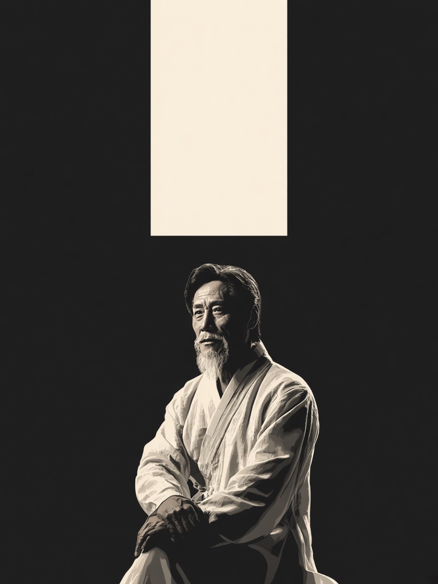 Hwanin — descending ivory column of heaven, figure at its foot