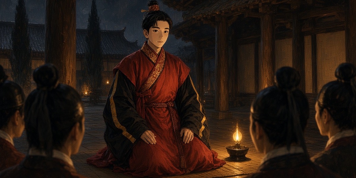 Every head in the Yamato hall turns to Prince Pung, who finds he has been sitting very straight