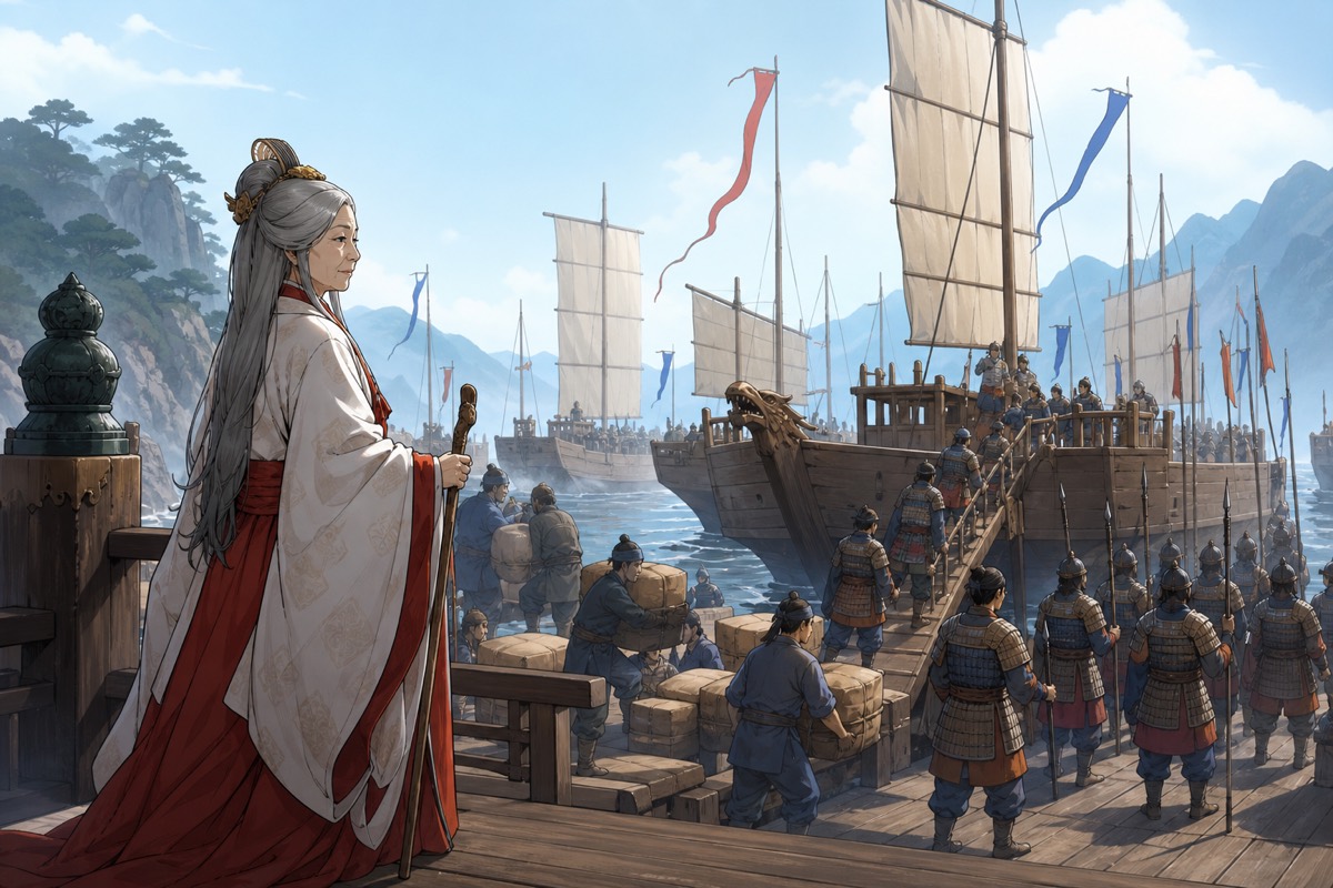 The eastern empress raising ships, grain and soldiers for Baekje's restoration