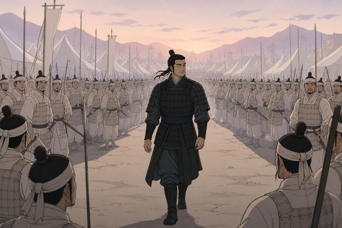 Emperor Yang of Sui's vast host marches on Goguryeo in 612