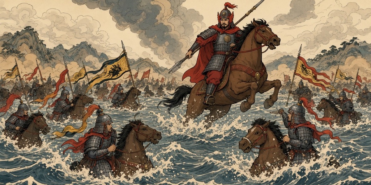 Halfway across the Salsu, the Sui army is struck from behind by Goguryeo cavalry led by Ulchi Munduk