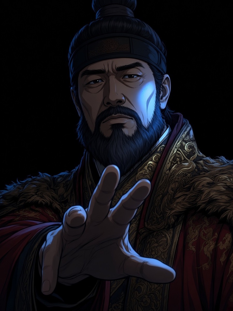 ECU night: Jinheung’s hand dropping the signal, face in torch shadow, blue key