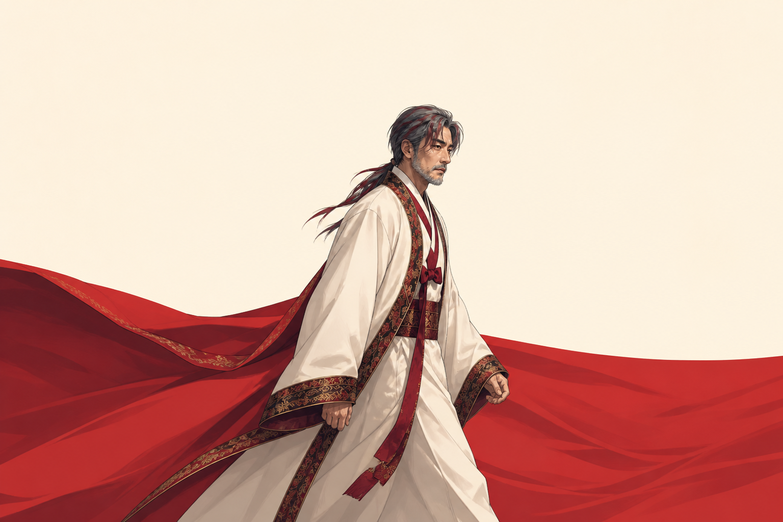 Little Star under a red living-heat ribbon, life-gods tiny at his feet