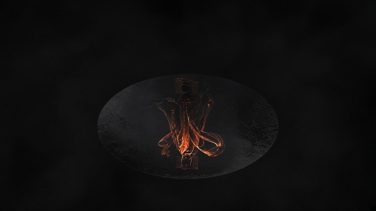 A circular wet-floor disc reflects a mianliu crown and long robe — Taizong exists only in the reflection