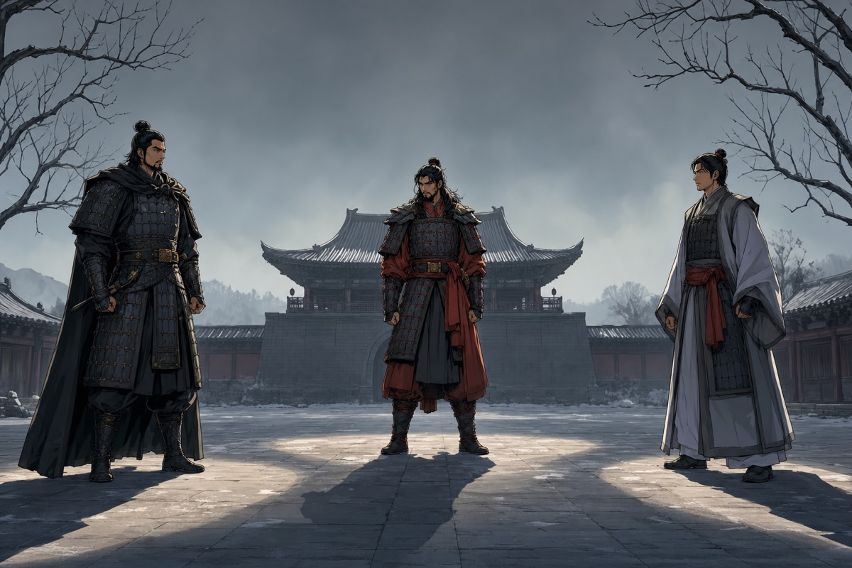 The three sons of Gesomun sketched together — Namseng, Namgun, Namsan